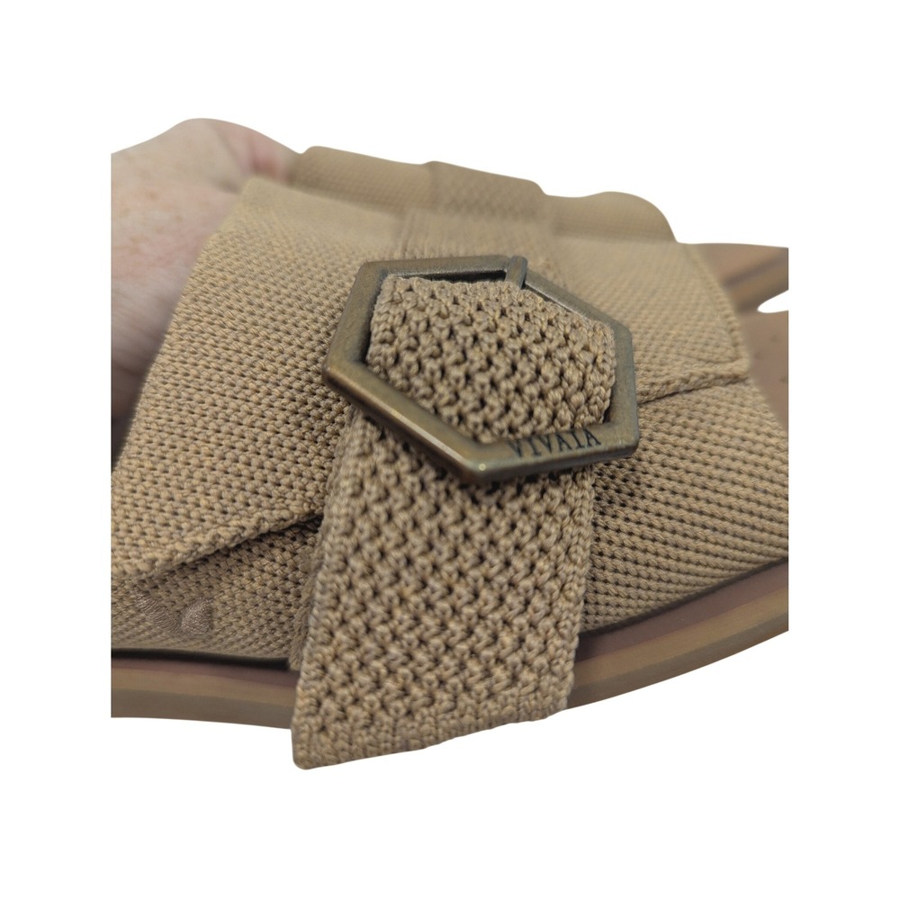Vivaia Micah Pillow Top Slide Sandals Tan Knit Buckle Sustainable EU 40 US 9 - Picture 4 of 10